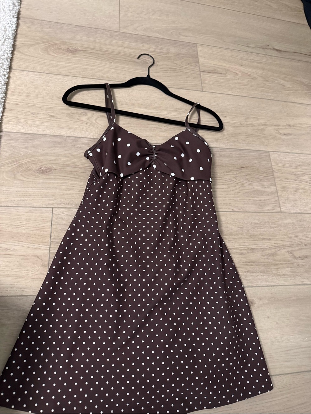 Abercrombie & Fitch Brown and White Polka Dot Mini Dress
